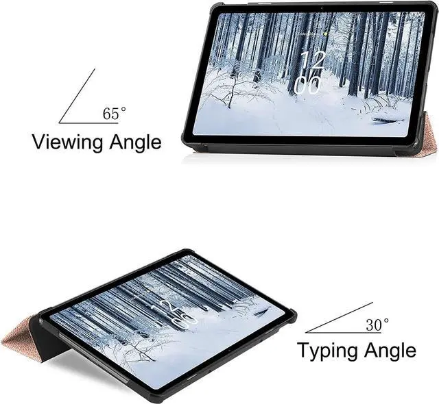 Alt view image 3 of 6 - Case for Nokia T21 Case 10.4 Inch 2022, Trifold Slim Smart Stand Cover Hard Shell for Nokia T21 10.4" Tablet  2022 Release with Universal Stylus Pen Rose Gold