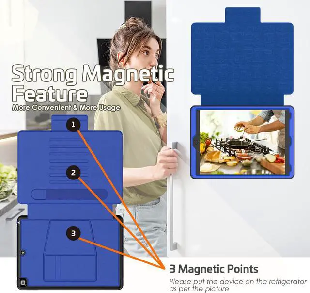 Alt view image 6 of 7 - iPad 9th 8th 7th Generation 10.2 inch Case, [Strong Magnetic] Auto Sleep/Wake Drop Proof Cover with [Multi-angle Stand] Pencil Holder & Card Slot for iPad 10.2 Inch 2021 2020 2019