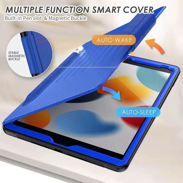 Alt view image 4 of 7 - iPad 9th 8th 7th Generation 10.2 inch Case, [Strong Magnetic] Auto Sleep/Wake Drop Proof Cover with [Multi-angle Stand] Pencil Holder & Card Slot for iPad 10.2 Inch 2021 2020 2019