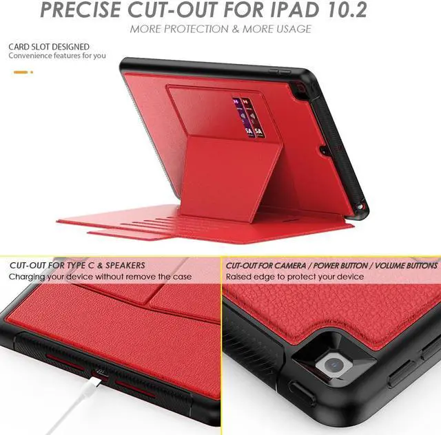Alt view image 5 of 7 - iPad 9th 8th 7th Generation 10.2 inch Case, [Strong Magnetic] Auto Sleep/Wake Drop Proof Cover with [Multi-angle Stand] Pencil Holder & Card Slot for iPad 10.2 Inch 2021 2020 2019