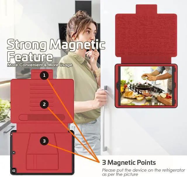 Alt view image 6 of 7 - iPad 9th 8th 7th Generation 10.2 inch Case, [Strong Magnetic] Auto Sleep/Wake Drop Proof Cover with [Multi-angle Stand] Pencil Holder & Card Slot for iPad 10.2 Inch 2021 2020 2019