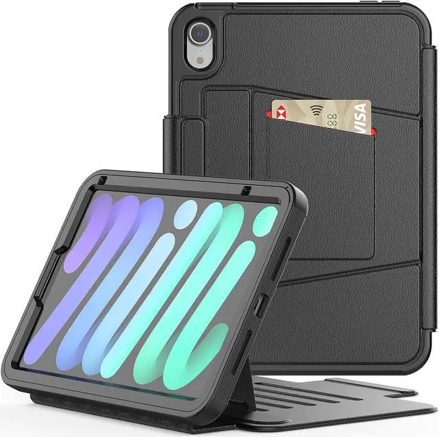 Main image of Magnetic Case for iPad Mini 6 8.3 Inch 2021 - Multiple Angle Shockproof Rugged Stand Case, Soft TPU Back Cover with Pencil Holder,Card Slot,Auto Sleep Wake for iPad Mini 6th Generation