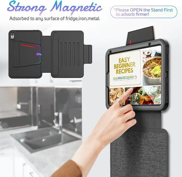 Alt view image 4 of 7 - Magnetic Case for iPad Mini 6 8.3 Inch 2021 - Multiple Angle Shockproof Rugged Stand Case, Soft TPU Back Cover with Pencil Holder,Card Slot,Auto Sleep Wake for iPad Mini 6th Generation