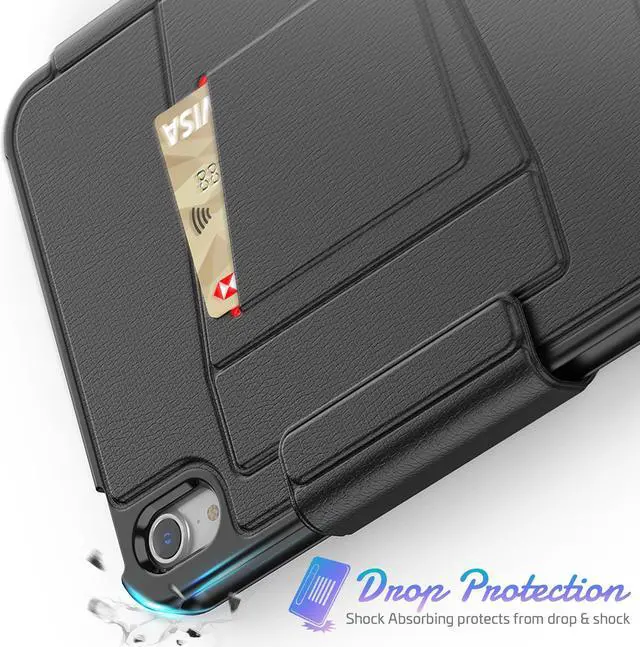 Alt view image 6 of 7 - Magnetic Case for iPad Mini 6 8.3 Inch 2021 - Multiple Angle Shockproof Rugged Stand Case, Soft TPU Back Cover with Pencil Holder,Card Slot,Auto Sleep Wake for iPad Mini 6th Generation