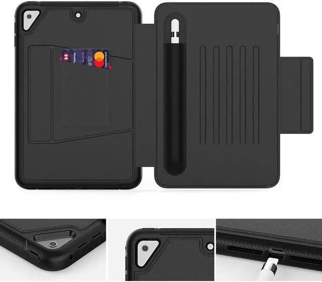 Alt view image 6 of 7 - Magnetic Stand Case for iPad Mini 5 2019/Mini 4 2015 (5th/4th Generation 7.9 inch) Shockproof Protective Cover with Pencil Holder, Card Slot, Auto Sleep Wake