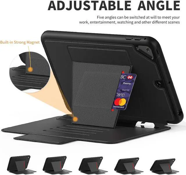 Alt view image 2 of 7 - Magnetic Stand Case for iPad Mini 5 2019/Mini 4 2015 (5th/4th Generation 7.9 inch) Shockproof Protective Cover with Pencil Holder, Card Slot, Auto Sleep Wake
