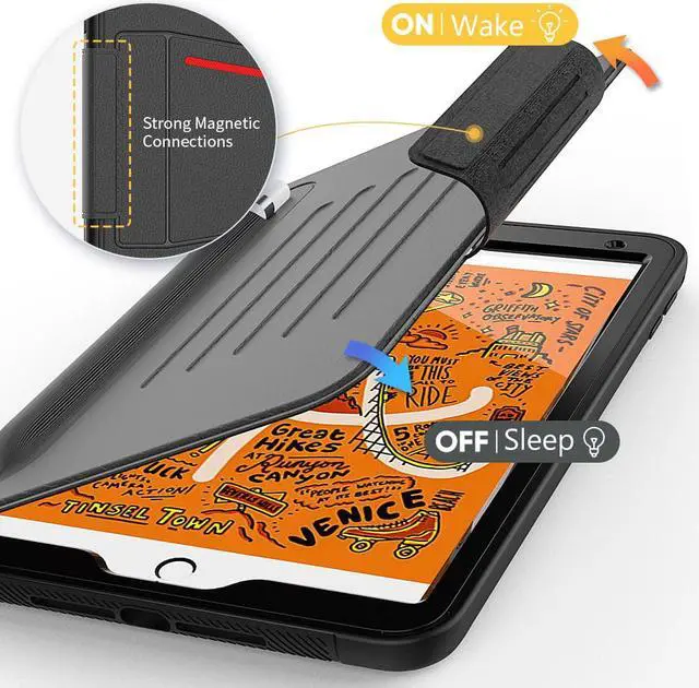 Alt view image 3 of 7 - Magnetic Stand Case for iPad Mini 5 2019/Mini 4 2015 (5th/4th Generation 7.9 inch) Shockproof Protective Cover with Pencil Holder, Card Slot, Auto Sleep Wake