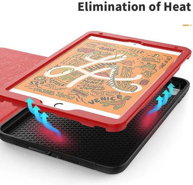 Alt view image 5 of 7 - Magnetic Stand Case for iPad Mini 5 2019/Mini 4 2015 (5th/4th Generation 7.9 inch) Shockproof Protective Cover with Pencil Holder, Card Slot, Auto Sleep Wake Red