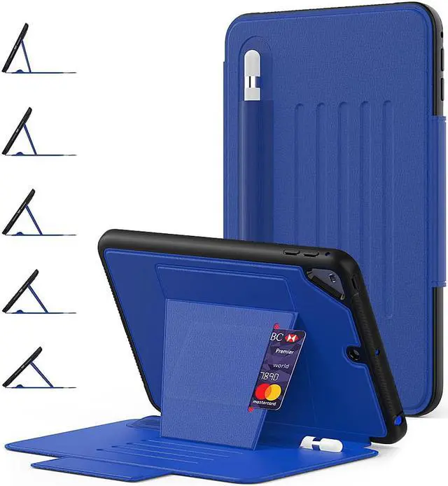 Main image of Magnetic Stand Case for iPad Mini 5 2019/Mini 4 2015 (5th/4th Generation 7.9 inch) Shockproof Protective Cover with Pencil Holder, Card Slot, Auto Sleep Wake Blue