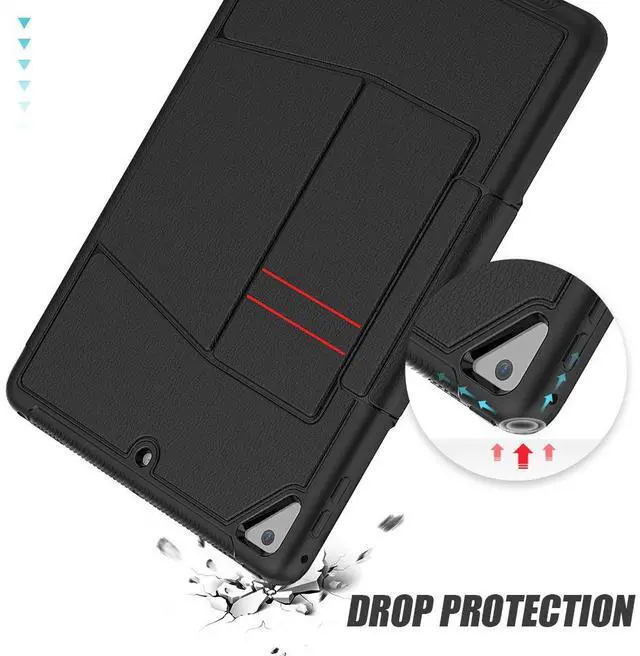 Alt view image 6 of 7 - Magnetic Stand Case for iPad 6th / 5th Generation - [Multiple Angles] Shockproof Protective Cover with Pencil Holder & Card Slot,Auto Wake Sleep for iPad 9.7 inch 2018 2017/Pro 9.7/Air 2 Black