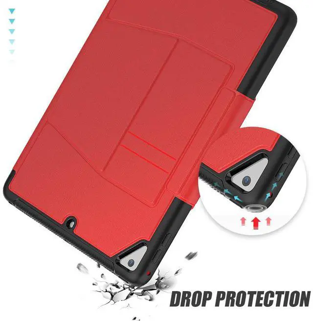 Alt view image 6 of 7 - Magnetic Stand Case for iPad 6th / 5th Generation - [Multiple Angles] Shockproof Protective Cover with Pencil Holder & Card Slot,Auto Wake Sleep for iPad 9.7 inch 2018 2017/Pro 9.7/Air 2 Red