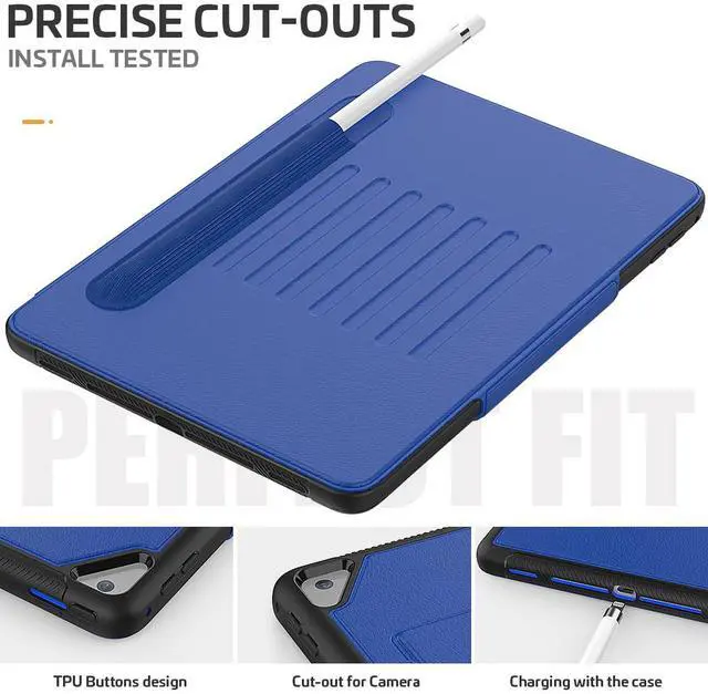 Alt view image 4 of 7 - Magnetic Stand Case for iPad 6th / 5th Generation - [Multiple Angles] Shockproof Protective Cover with Pencil Holder & Card Slot,Auto Wake Sleep for iPad 9.7 inch 2018 2017/Pro 9.7/Air 2 Blue
