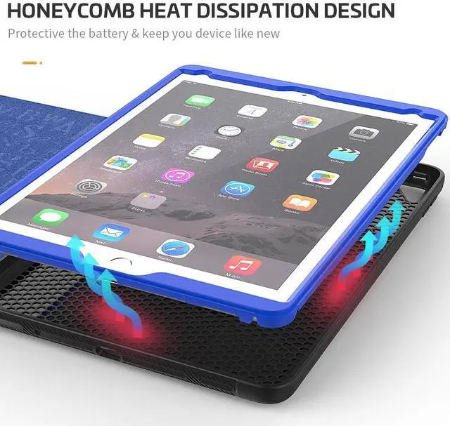 Alt view image 5 of 7 - Magnetic Stand Case for iPad 6th / 5th Generation - [Multiple Angles] Shockproof Protective Cover with Pencil Holder & Card Slot,Auto Wake Sleep for iPad 9.7 inch 2018 2017/Pro 9.7/Air 2 Blue