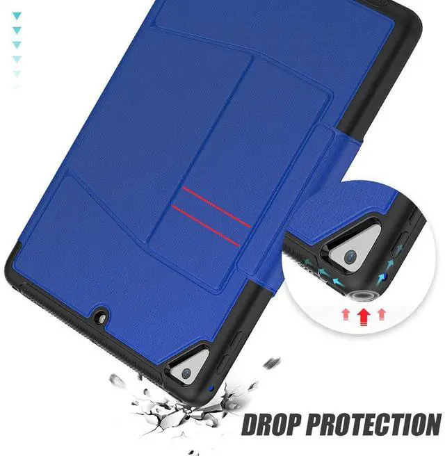 Alt view image 6 of 7 - Magnetic Stand Case for iPad 6th / 5th Generation - [Multiple Angles] Shockproof Protective Cover with Pencil Holder & Card Slot,Auto Wake Sleep for iPad 9.7 inch 2018 2017/Pro 9.7/Air 2 Blue