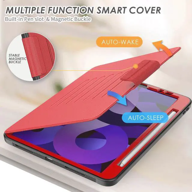 Alt view image 3 of 7 - Magnetic Stand Case for iPad Air 5th 4th Generation 10.9 inch 2022 2020 - Shockproof Cover with Pencil Holder, Card Slot, Auto Sleep Wake For iPad Pro 11 inch 2018 2020 2021 2022 (1st/2nd/3rd/4th Gen)