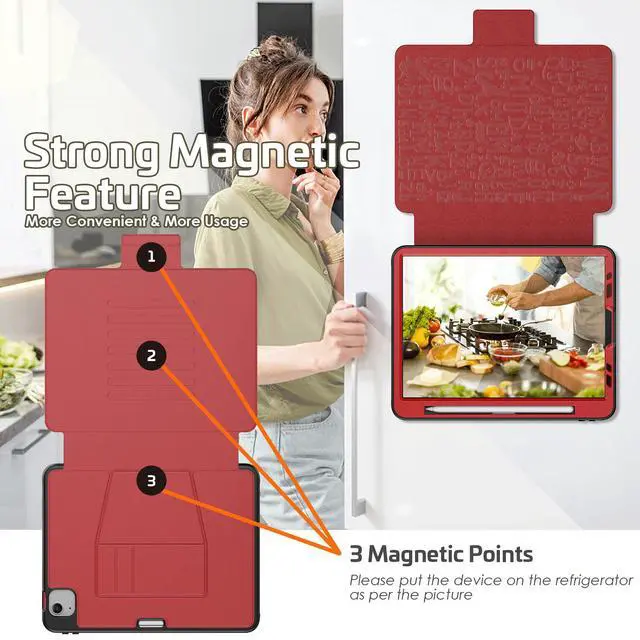 Alt view image 4 of 7 - Magnetic Stand Case for iPad Air 5th 4th Generation 10.9 inch 2022 2020 - Shockproof Cover with Pencil Holder, Card Slot, Auto Sleep Wake For iPad Pro 11 inch 2018 2020 2021 2022 (1st/2nd/3rd/4th Gen)