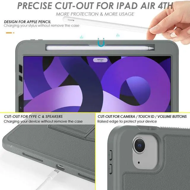 Alt view image 4 of 7 - Magnetic Stand Case for iPad Air 5th 4th Generation 10.9 inch 2022 2020 - Shockproof Cover with Pencil Holder, Card Slot, Auto Sleep Wake For iPad Pro 11 inch 2018 2020 2021 2022 (1st/2nd/3rd/4th Gen)