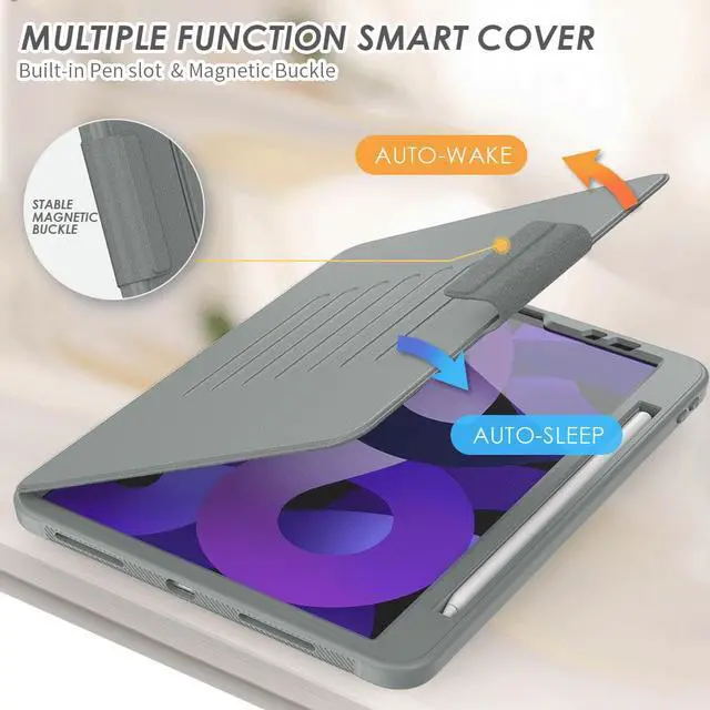 Alt view image 3 of 7 - Magnetic Stand Case for iPad Air 5th 4th Generation 10.9 inch 2022 2020 - Shockproof Cover with Pencil Holder, Card Slot, Auto Sleep Wake For iPad Pro 11 inch 2018 2020 2021 2022 (1st/2nd/3rd/4th Gen)
