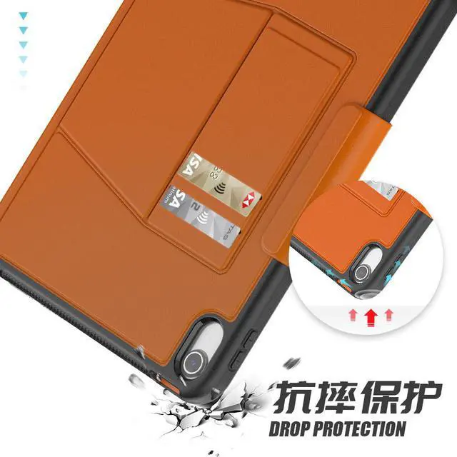 Alt view image 7 of 7 - Magnetic Stand Case for iPad 10th Generation 10.9 Inch 2022 - Multiple Angles Shockproof Rugged Soft TPU Protective Cover with Pencil Holder & Card Slot, Auto Sleep/Wake Brown