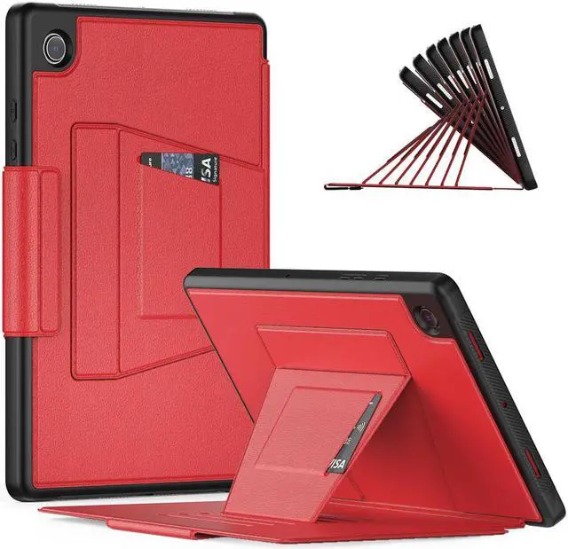 Main image of Magnetic Stand Case for Samsung Galaxy Tab A8 10.5 inch 2022 SM-X200/X205/X207 - Multiple Angles Shockproof Soft TPU Protective Cover with Card Slot, Auto Sleep/Wake Red