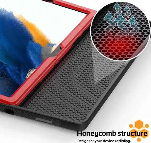 Alt view image 2 of 7 - Magnetic Stand Case for Samsung Galaxy Tab A8 10.5 inch 2022 SM-X200/X205/X207 - Multiple Angles Shockproof Soft TPU Protective Cover with Card Slot, Auto Sleep/Wake Red