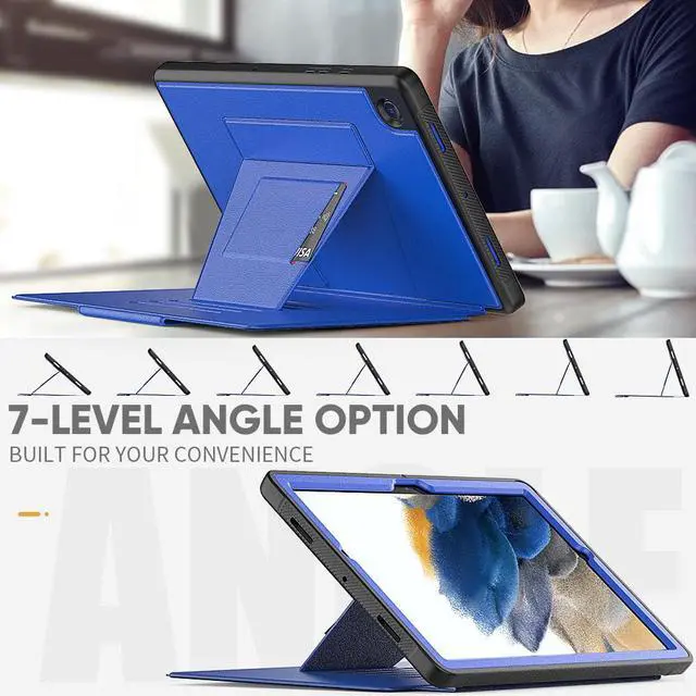 Alt view image 3 of 7 - Magnetic Stand Case for Samsung Galaxy Tab A8 10.5 inch 2022 SM-X200/X205/X207 - Multiple Angles Shockproof Soft TPU Protective Cover with Card Slot, Auto Sleep/Wake Blue