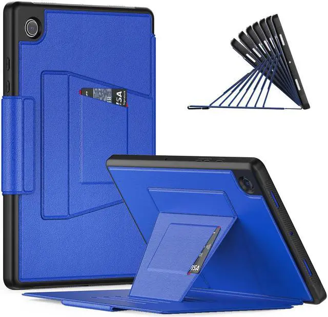 Main image of Magnetic Stand Case for Samsung Galaxy Tab A8 10.5 inch 2022 SM-X200/X205/X207 - Multiple Angles Shockproof Soft TPU Protective Cover with Card Slot, Auto Sleep/Wake Blue