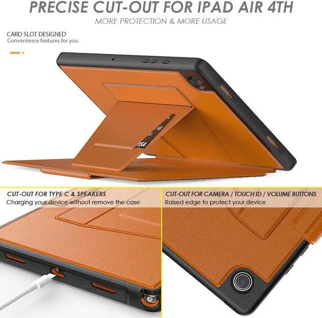 Alt view image 5 of 7 - Magnetic Stand Case for Samsung Galaxy Tab A8 10.5 inch 2022 SM-X200/X205/X207 - Multiple Angles Shockproof Soft TPU Protective Cover with Card Slot, Auto Sleep/Wake Brown