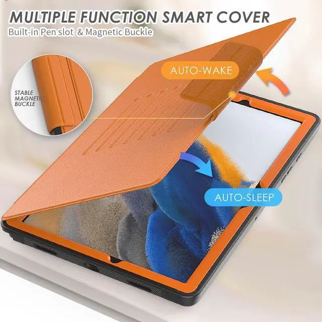 Alt view image 4 of 7 - Magnetic Stand Case for Samsung Galaxy Tab A8 10.5 inch 2022 SM-X200/X205/X207 - Multiple Angles Shockproof Soft TPU Protective Cover with Card Slot, Auto Sleep/Wake Brown