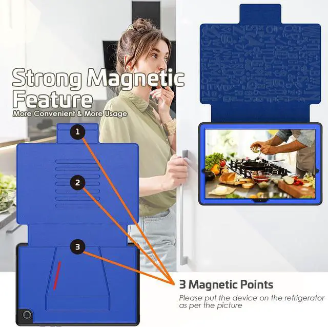 Alt view image 6 of 7 - Magnetic Stand Case for Samsung Galaxy Tab A8 10.5 inch 2022 SM-X200/X205/X207 - Multiple Angles Shockproof Soft TPU Protective Cover with Card Slot, Auto Sleep/Wake Blue