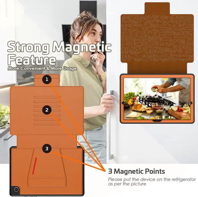 Alt view image 6 of 7 - Magnetic Stand Case for Samsung Galaxy Tab A8 10.5 inch 2022 SM-X200/X205/X207 - Multiple Angles Shockproof Soft TPU Protective Cover with Card Slot, Auto Sleep/Wake Brown