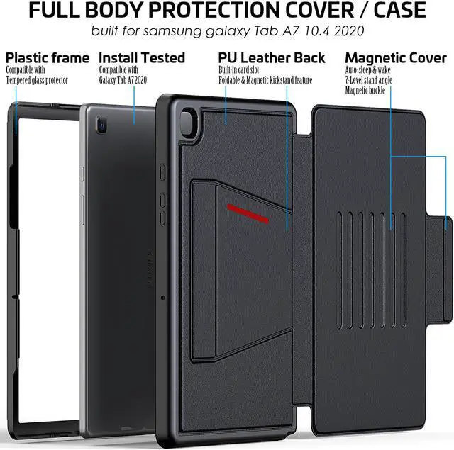 Alt view image 7 of 7 - Magnetic Stand Case for Samsung Galaxy Tab A7 10.4 Inch 2022 2020 SM-T500/T503/T505/T507- Multiple Angles Shockproof Soft TPU Protective Cover with Card Slot, Auto Sleep/Wake