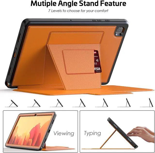 Alt view image 5 of 7 - Magnetic Stand Case for Samsung Galaxy Tab A7 10.4 Inch 2022 2020 Model SM-T500/T503/T505/T507, [Multiple Secure Angles] Shockproof Soft TPU Back Cover with Card Slot, Auto Wake/Sleep Brown