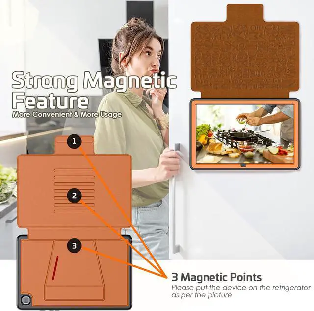Alt view image 6 of 7 - Magnetic Stand Case for Samsung Galaxy Tab A7 10.4 Inch 2022 2020 Model SM-T500/T503/T505/T507, [Multiple Secure Angles] Shockproof Soft TPU Back Cover with Card Slot, Auto Wake/Sleep Brown