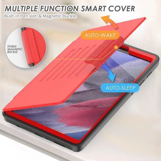 Alt view image 3 of 7 - Magnetic Case for Samsung Galaxy Tab A7 Lite 8.7 inch 2021 Model SM-T220/T225/T227, Multi-Angle Viewing Smart Protective Stand Cover with Card Slot, Auto Wake/Sleep Red