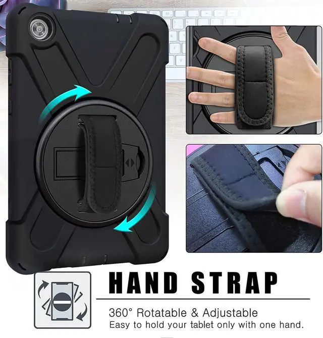 Alt view image 3 of 7 - Case For Lenovo Tab M8 Gen 3 2022/ Smart Tab M8 Gen 3 2022/Tab M8 HD LTE 2021/ Tab M8 HD/Smart Tab M8/Tab M8 FHD 2019, Rugged Heavy Duty Shockproof Rotating Kickstand Protective Cover