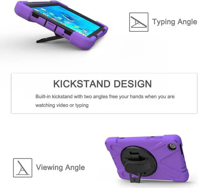 Alt view image 3 of 7 - Case For Lenovo Tab M8 Gen 3 2022/ Smart Tab M8 Gen 3 2022/Tab M8 HD LTE 2021/ Tab M8 HD/Smart Tab M8/Tab M8 FHD 2019, Rugged Heavy Duty Shockproof Rotating Kickstand Protective Cover Purple