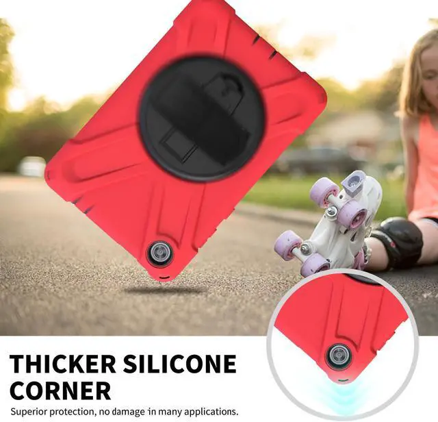 Alt view image 6 of 7 - Case For Lenovo Tab M8 Gen 3 2022/ Smart Tab M8 Gen 3 2022/Tab M8 HD LTE 2021/ Tab M8 HD/Smart Tab M8/Tab M8 FHD 2019, Rugged Heavy Duty Shockproof Rotating Kickstand Protective Cover Red