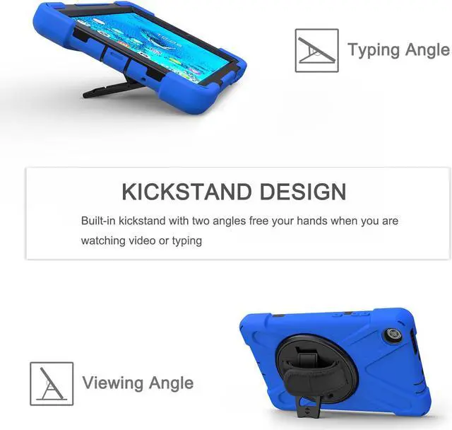 Alt view image 3 of 7 - Case For Lenovo Tab M8 Gen 3 2022/ Smart Tab M8 Gen 3 2022/Tab M8 HD LTE 2021/ Tab M8 HD/Smart Tab M8/Tab M8 FHD 2019, Rugged Heavy Duty Shockproof Rotating Kickstand Protective Cover Blue