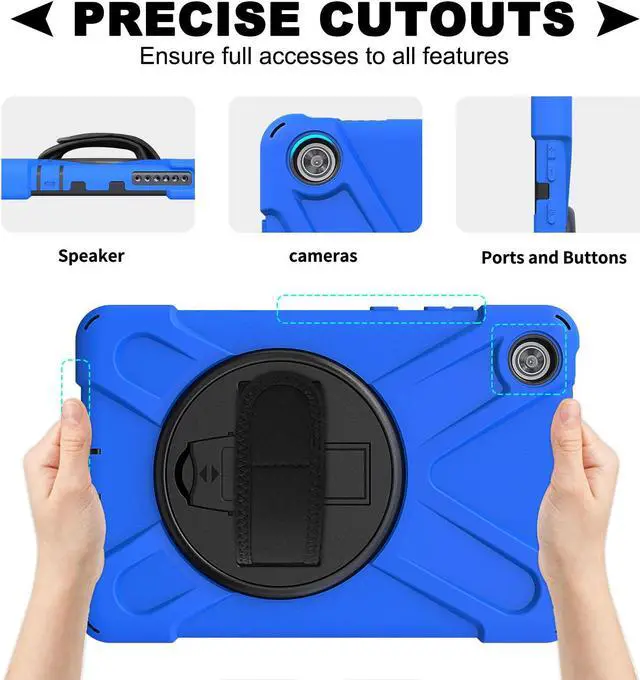 Alt view image 6 of 7 - Case For Lenovo Tab M8 Gen 3 2022/ Smart Tab M8 Gen 3 2022/Tab M8 HD LTE 2021/ Tab M8 HD/Smart Tab M8/Tab M8 FHD 2019, Rugged Heavy Duty Shockproof Rotating Kickstand Protective Cover Blue
