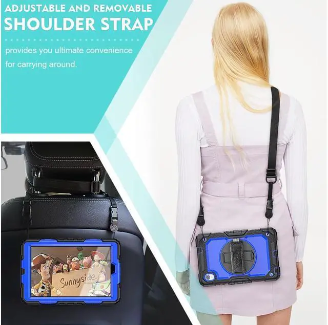 Alt view image 2 of 7 - Case for Lenovo Tab M8 Gen 3 2022/ Smart Tab M8 Gen 3 2022/Tab M8 HD LTE 2021/ Tab M8 HD/Smart Tab M8/Tab M8 FHD 2019 with Pen Holder Screen Protector Stand Shoulder Strap Blue