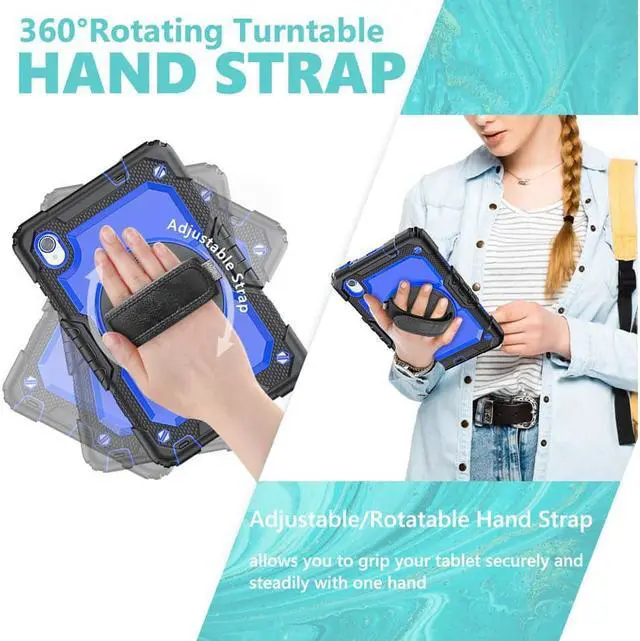 Alt view image 7 of 7 - Case for Lenovo Tab M8 Gen 3 2022/ Smart Tab M8 Gen 3 2022/Tab M8 HD LTE 2021/ Tab M8 HD/Smart Tab M8/Tab M8 FHD 2019 with Pen Holder Screen Protector Stand Shoulder Strap Blue