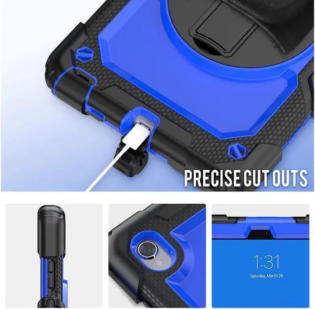 Alt view image 6 of 7 - Case for Lenovo Tab M8 Gen 3 2022/ Smart Tab M8 Gen 3 2022/Tab M8 HD LTE 2021/ Tab M8 HD/Smart Tab M8/Tab M8 FHD 2019 with Pen Holder Screen Protector Stand Shoulder Strap Blue