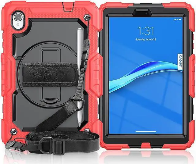 Main image of Case for Lenovo Tab M8 Gen 3 2022/ Smart Tab M8 Gen 3 2022/Tab M8 HD LTE 2021/ Tab M8 HD/Smart Tab M8/Tab M8 FHD 2019 with Pen Holder Screen Protector Stand Shoulder Strap Red