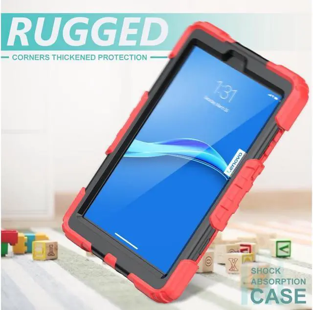 Alt view image 3 of 7 - Case for Lenovo Tab M8 Gen 3 2022/ Smart Tab M8 Gen 3 2022/Tab M8 HD LTE 2021/ Tab M8 HD/Smart Tab M8/Tab M8 FHD 2019 with Pen Holder Screen Protector Stand Shoulder Strap Red
