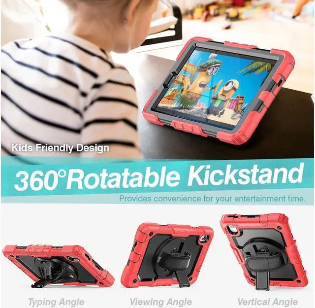 Alt view image 6 of 7 - Case for Lenovo Tab M8 Gen 3 2022/ Smart Tab M8 Gen 3 2022/Tab M8 HD LTE 2021/ Tab M8 HD/Smart Tab M8/Tab M8 FHD 2019 with Pen Holder Screen Protector Stand Shoulder Strap Red