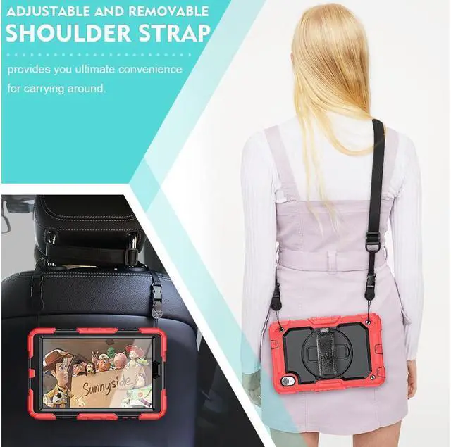Alt view image 7 of 7 - Case for Lenovo Tab M8 Gen 3 2022/ Smart Tab M8 Gen 3 2022/Tab M8 HD LTE 2021/ Tab M8 HD/Smart Tab M8/Tab M8 FHD 2019 with Pen Holder Screen Protector Stand Shoulder Strap Red