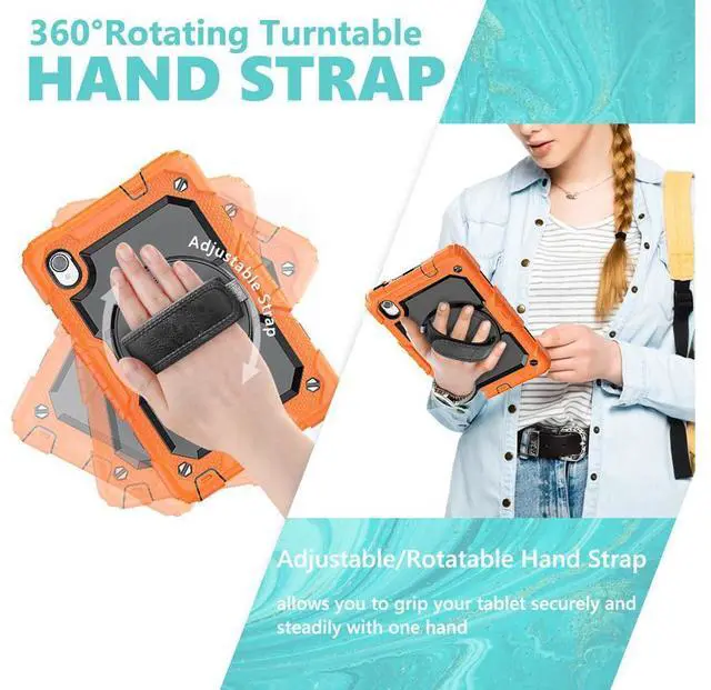 Alt view image 4 of 6 - Case for Lenovo Tab M8 Gen 3 2022/ Smart Tab M8 Gen 3 2022/Tab M8 HD LTE 2021/ Tab M8 HD/Smart Tab M8/Tab M8 FHD 2019 with Pen Holder Screen Protector Stand Shoulder Strap Orange