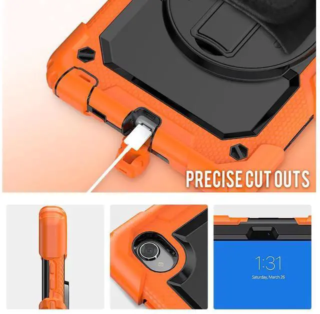 Alt view image 5 of 6 - Case for Lenovo Tab M8 Gen 3 2022/ Smart Tab M8 Gen 3 2022/Tab M8 HD LTE 2021/ Tab M8 HD/Smart Tab M8/Tab M8 FHD 2019 with Pen Holder Screen Protector Stand Shoulder Strap Orange