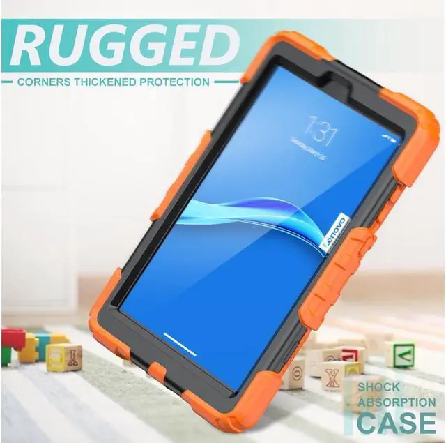 Alt view image 2 of 6 - Case for Lenovo Tab M8 Gen 3 2022/ Smart Tab M8 Gen 3 2022/Tab M8 HD LTE 2021/ Tab M8 HD/Smart Tab M8/Tab M8 FHD 2019 with Pen Holder Screen Protector Stand Shoulder Strap Orange